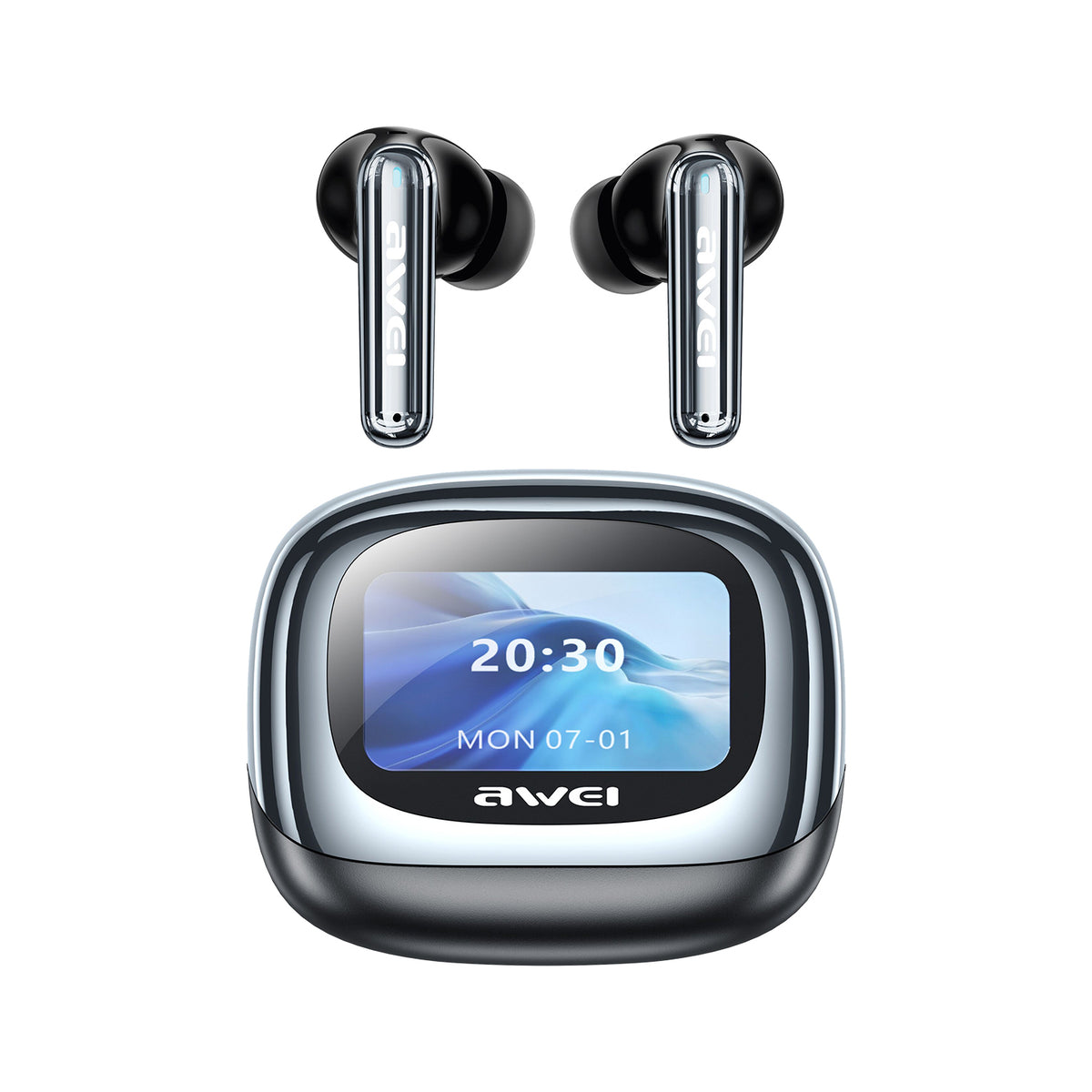 AWEI TP92 ANC+ENC Earbuds (ANC+ENC, Touch Color Screen, 30H Battery, Bluetooth 6.0)