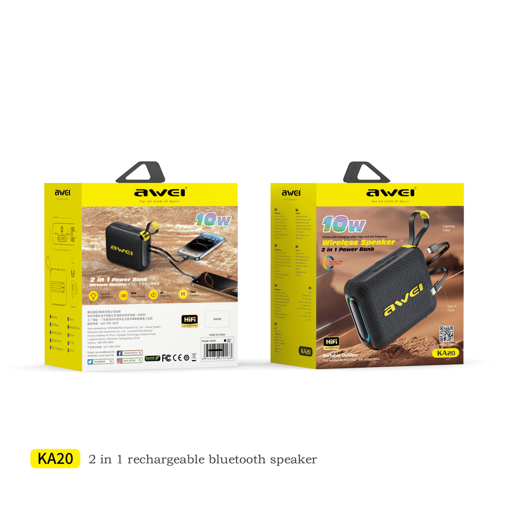 Awei KA20 Speaker (2-in-1 Rechargeable)